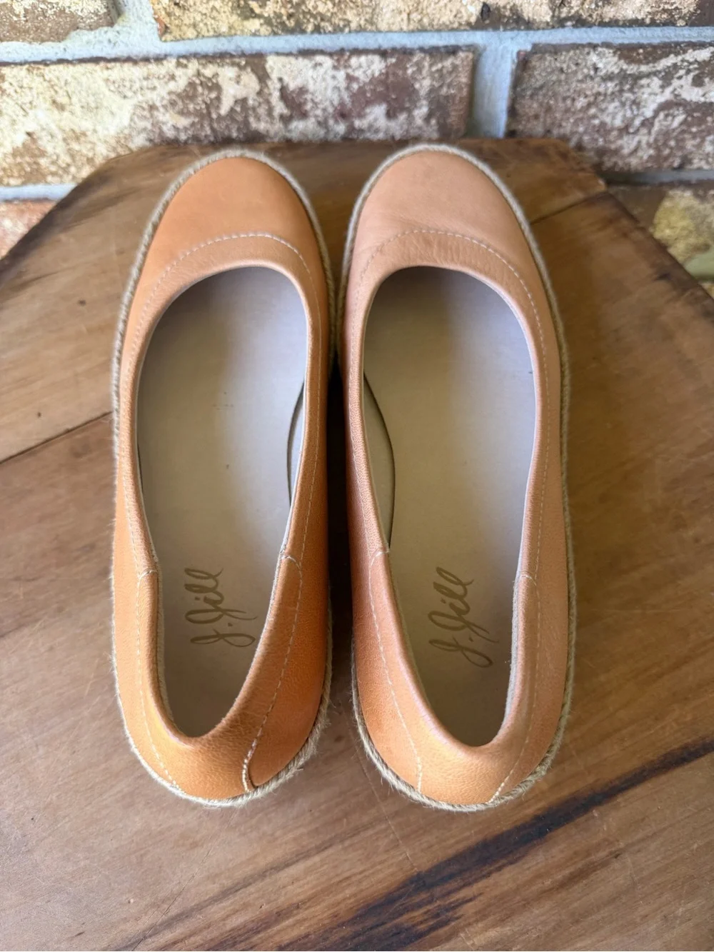 J. Jill Leather Ballerina Espadrille Flats Women’s Size 6 Medium Peach Excellent